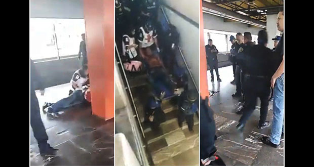 Balean a policía federal en estación Aragón de Metro de CDMX