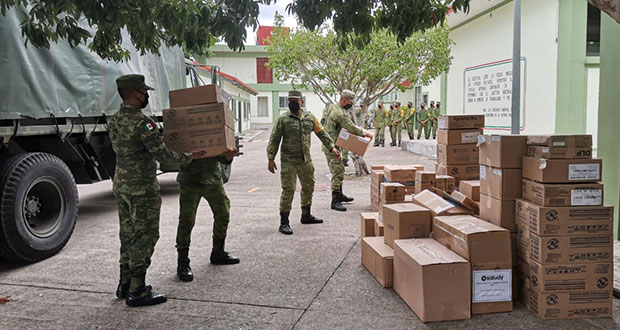 Sedena entrega 95 mil insumos en Puebla por declaratorias de emergencia