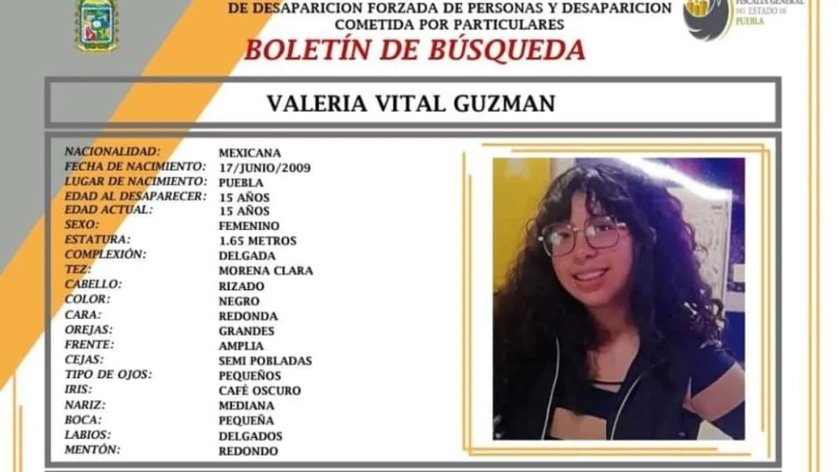 Piden localizar a Valeria Vital Guzmán de 15 años, vista por última vez en Puebla